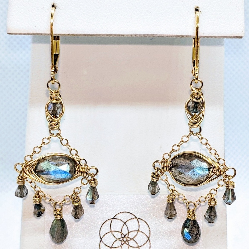 Labradorite & 14 kt yellow gold filled earrings